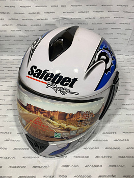 Шлем Safebet Racing (белый с синим размер S)